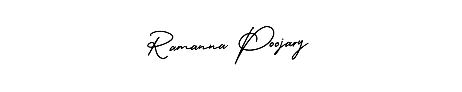 How to make Ramanna Poojary signature? AmerikaSignatureDemo-Regular is a professional autograph style. Create handwritten signature for Ramanna Poojary name. Ramanna Poojary signature style 3 images and pictures png