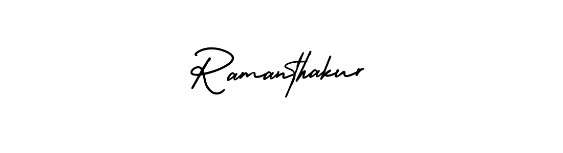 The best way (AmerikaSignatureDemo-Regular) to make a short signature is to pick only two or three words in your name. The name Ramanthakur include a total of six letters. For converting this name. Ramanthakur signature style 3 images and pictures png