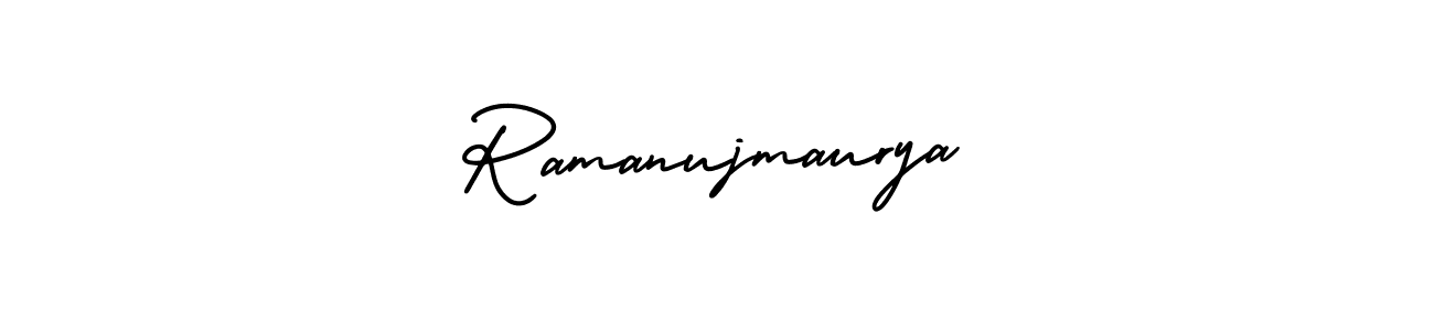 The best way (AmerikaSignatureDemo-Regular) to make a short signature is to pick only two or three words in your name. The name Ramanujmaurya include a total of six letters. For converting this name. Ramanujmaurya signature style 3 images and pictures png