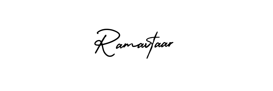You should practise on your own different ways (AmerikaSignatureDemo-Regular) to write your name (Ramavtaar) in signature. don't let someone else do it for you. Ramavtaar signature style 3 images and pictures png