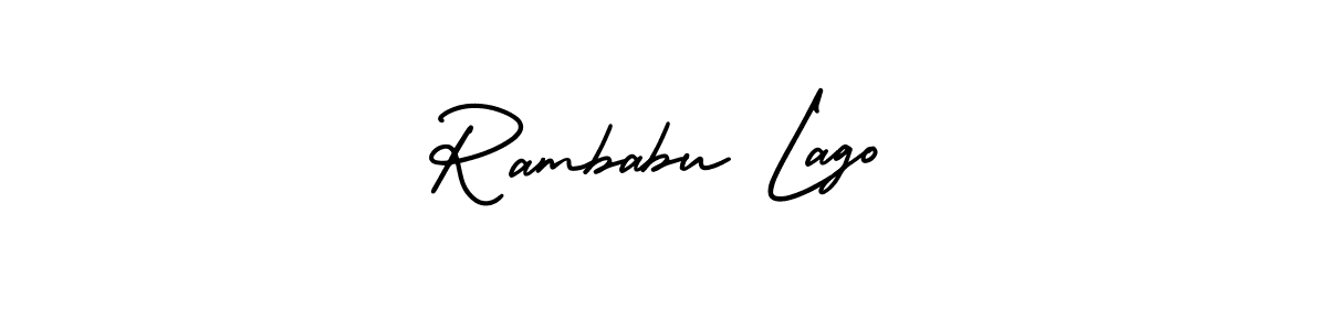 if you are searching for the best signature style for your name Rambabu Lago. so please give up your signature search. here we have designed multiple signature styles  using AmerikaSignatureDemo-Regular. Rambabu Lago signature style 3 images and pictures png