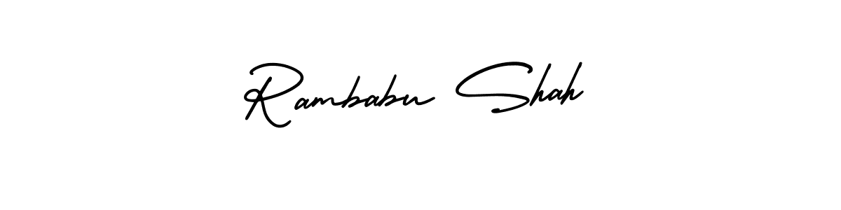 This is the best signature style for the Rambabu Shah name. Also you like these signature font (AmerikaSignatureDemo-Regular). Mix name signature. Rambabu Shah signature style 3 images and pictures png