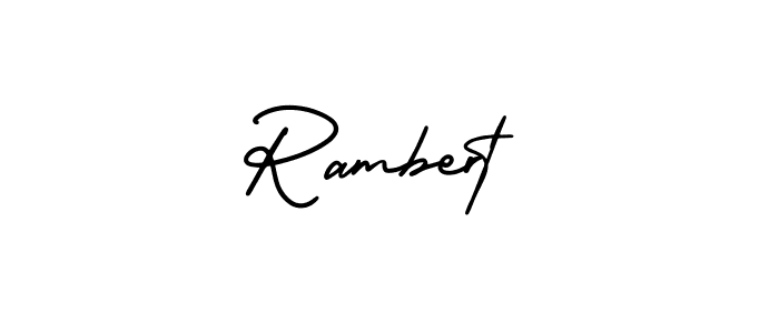 You should practise on your own different ways (AmerikaSignatureDemo-Regular) to write your name (Rambert) in signature. don't let someone else do it for you. Rambert signature style 3 images and pictures png