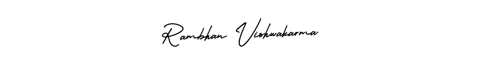 How to make Rambhan Vishwakarma signature? AmerikaSignatureDemo-Regular is a professional autograph style. Create handwritten signature for Rambhan Vishwakarma name. Rambhan Vishwakarma signature style 3 images and pictures png