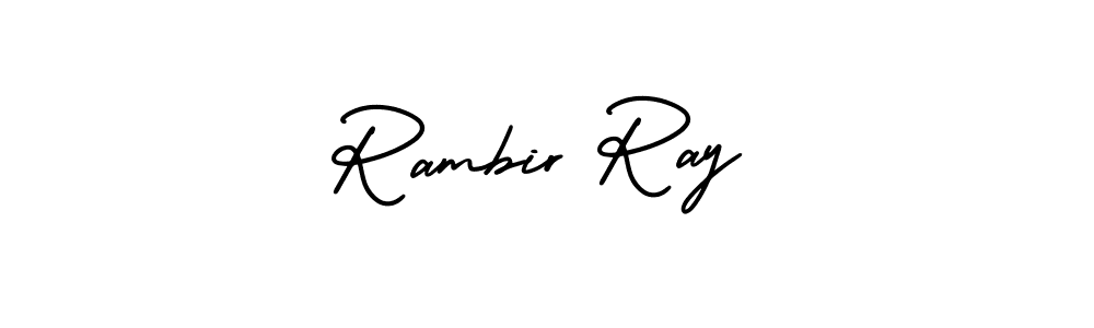 How to make Rambir Ray name signature. Use AmerikaSignatureDemo-Regular style for creating short signs online. This is the latest handwritten sign. Rambir Ray signature style 3 images and pictures png