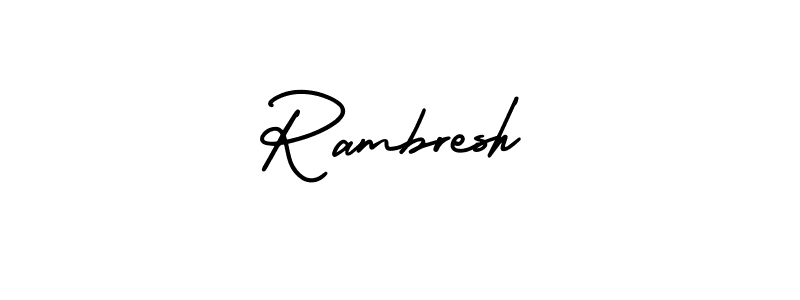 The best way (AmerikaSignatureDemo-Regular) to make a short signature is to pick only two or three words in your name. The name Rambresh include a total of six letters. For converting this name. Rambresh signature style 3 images and pictures png