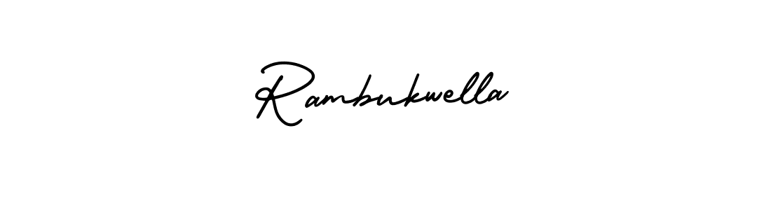 You should practise on your own different ways (AmerikaSignatureDemo-Regular) to write your name (Rambukwella) in signature. don't let someone else do it for you. Rambukwella signature style 3 images and pictures png