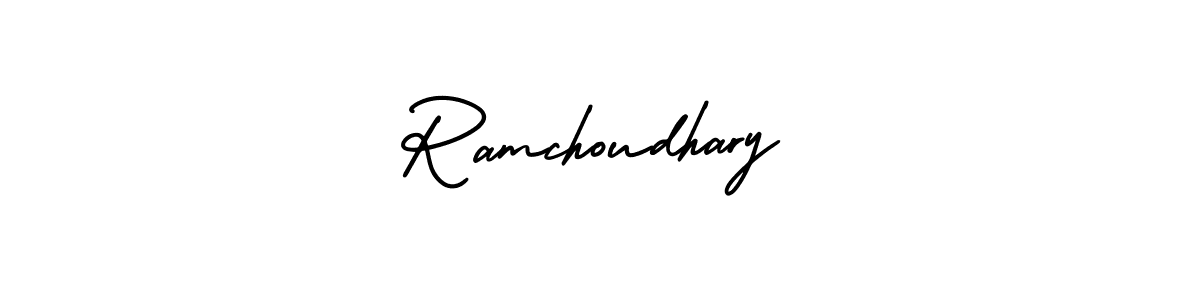 The best way (AmerikaSignatureDemo-Regular) to make a short signature is to pick only two or three words in your name. The name Ramchoudhary include a total of six letters. For converting this name. Ramchoudhary signature style 3 images and pictures png