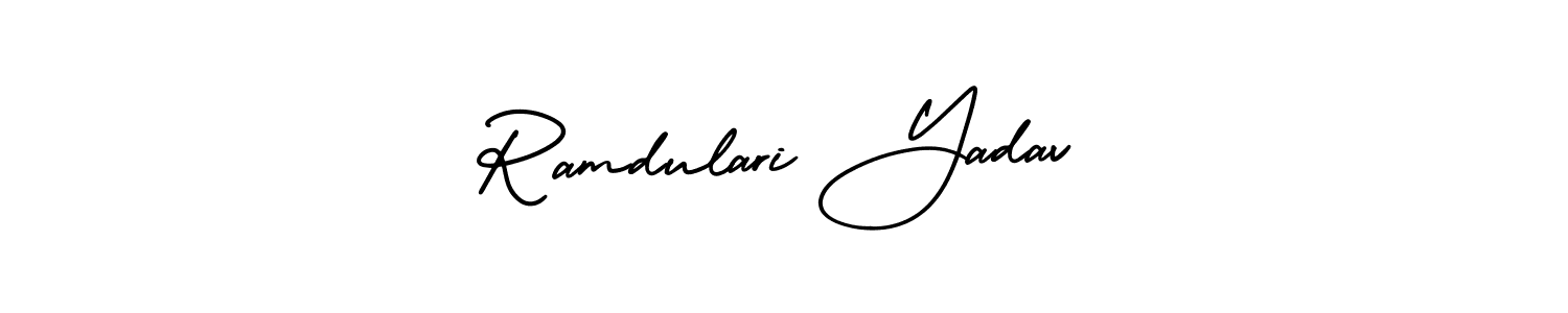 Similarly AmerikaSignatureDemo-Regular is the best handwritten signature design. Signature creator online .You can use it as an online autograph creator for name Ramdulari Yadav. Ramdulari Yadav signature style 3 images and pictures png