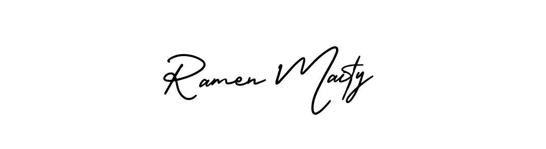 Design your own signature with our free online signature maker. With this signature software, you can create a handwritten (AmerikaSignatureDemo-Regular) signature for name Ramen Maity. Ramen Maity signature style 3 images and pictures png