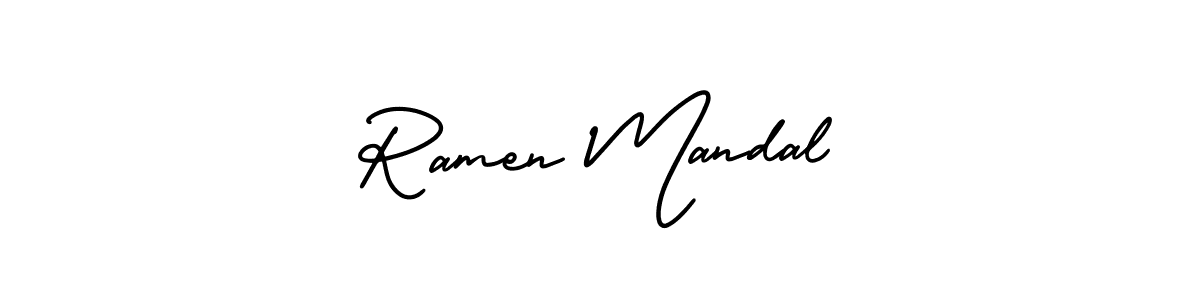 Similarly AmerikaSignatureDemo-Regular is the best handwritten signature design. Signature creator online .You can use it as an online autograph creator for name Ramen Mandal. Ramen Mandal signature style 3 images and pictures png