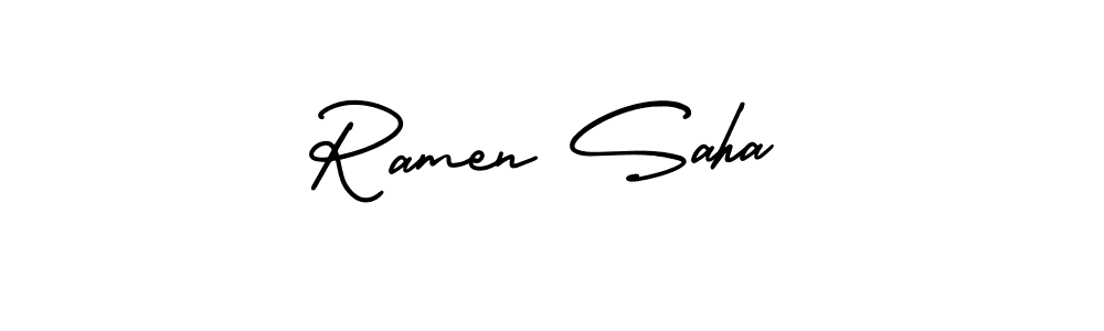 It looks lik you need a new signature style for name Ramen Saha. Design unique handwritten (AmerikaSignatureDemo-Regular) signature with our free signature maker in just a few clicks. Ramen Saha signature style 3 images and pictures png