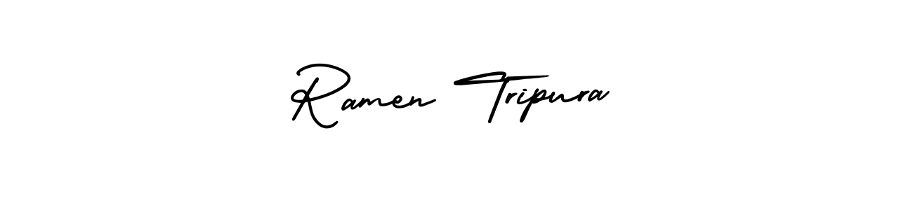 Design your own signature with our free online signature maker. With this signature software, you can create a handwritten (AmerikaSignatureDemo-Regular) signature for name Ramen Tripura. Ramen Tripura signature style 3 images and pictures png