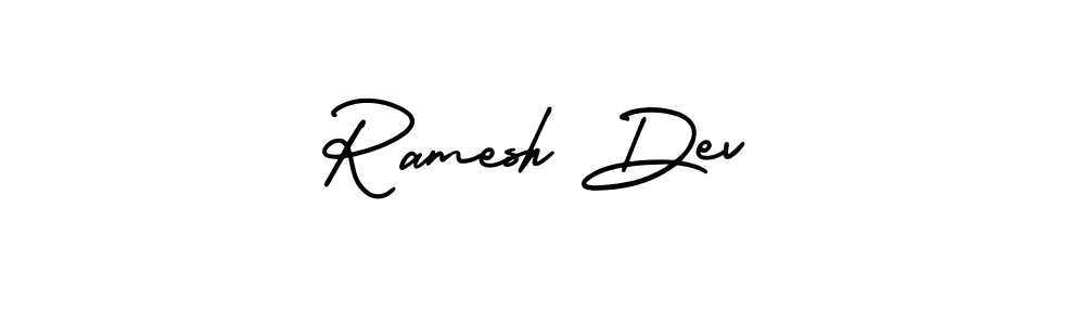 You should practise on your own different ways (AmerikaSignatureDemo-Regular) to write your name (Ramesh Dev) in signature. don't let someone else do it for you. Ramesh Dev signature style 3 images and pictures png