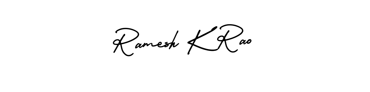 The best way (AmerikaSignatureDemo-Regular) to make a short signature is to pick only two or three words in your name. The name Ramesh K Rao include a total of six letters. For converting this name. Ramesh K Rao signature style 3 images and pictures png