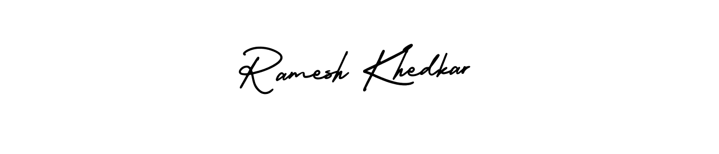 This is the best signature style for the Ramesh Khedkar name. Also you like these signature font (AmerikaSignatureDemo-Regular). Mix name signature. Ramesh Khedkar signature style 3 images and pictures png