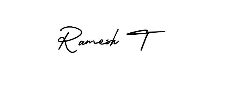 Ramesh T stylish signature style. Best Handwritten Sign (AmerikaSignatureDemo-Regular) for my name. Handwritten Signature Collection Ideas for my name Ramesh T. Ramesh T signature style 3 images and pictures png