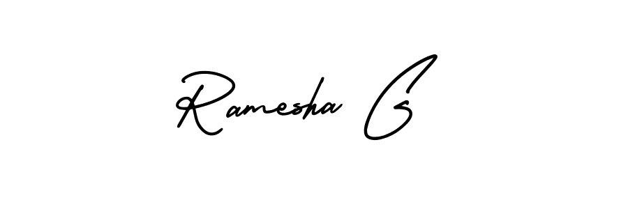 AmerikaSignatureDemo-Regular is a professional signature style that is perfect for those who want to add a touch of class to their signature. It is also a great choice for those who want to make their signature more unique. Get Ramesha G name to fancy signature for free. Ramesha G signature style 3 images and pictures png