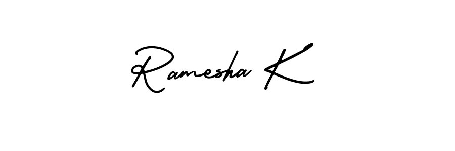 It looks lik you need a new signature style for name Ramesha K. Design unique handwritten (AmerikaSignatureDemo-Regular) signature with our free signature maker in just a few clicks. Ramesha K signature style 3 images and pictures png