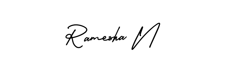 Also You can easily find your signature by using the search form. We will create Ramesha N name handwritten signature images for you free of cost using AmerikaSignatureDemo-Regular sign style. Ramesha N signature style 3 images and pictures png