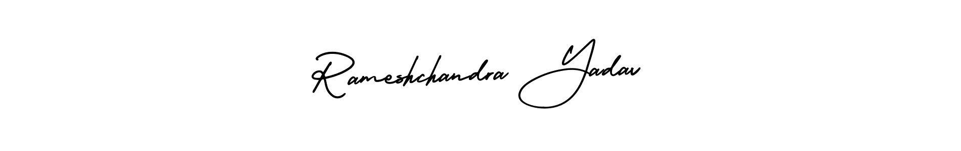 AmerikaSignatureDemo-Regular is a professional signature style that is perfect for those who want to add a touch of class to their signature. It is also a great choice for those who want to make their signature more unique. Get Rameshchandra Yadav name to fancy signature for free. Rameshchandra Yadav signature style 3 images and pictures png