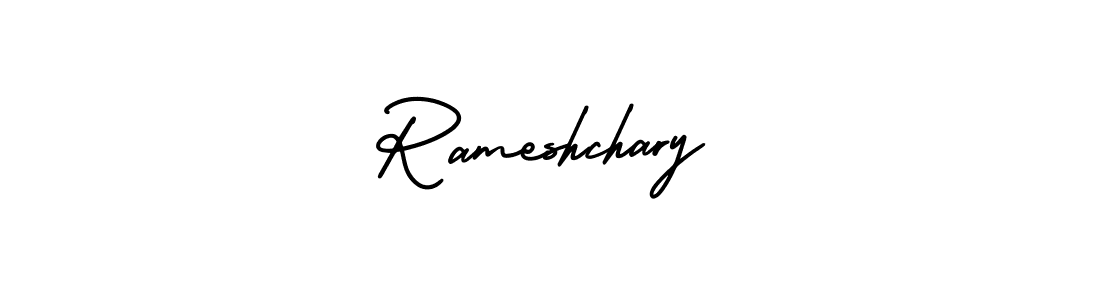 The best way (AmerikaSignatureDemo-Regular) to make a short signature is to pick only two or three words in your name. The name Rameshchary include a total of six letters. For converting this name. Rameshchary signature style 3 images and pictures png