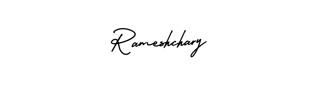 The best way (AmerikaSignatureDemo-Regular) to make a short signature is to pick only two or three words in your name. The name Rameshchary include a total of six letters. For converting this name. Rameshchary signature style 3 images and pictures png