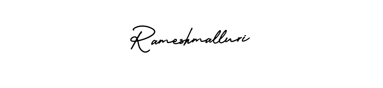 The best way (AmerikaSignatureDemo-Regular) to make a short signature is to pick only two or three words in your name. The name Rameshmalluri include a total of six letters. For converting this name. Rameshmalluri signature style 3 images and pictures png