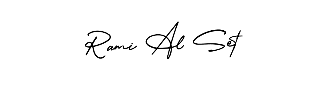 The best way (AmerikaSignatureDemo-Regular) to make a short signature is to pick only two or three words in your name. The name Rami Al Set include a total of six letters. For converting this name. Rami Al Set signature style 3 images and pictures png