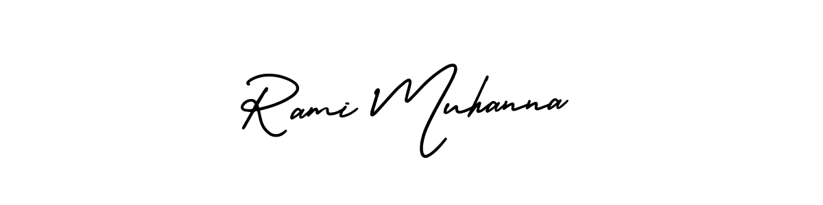 This is the best signature style for the Rami Muhanna name. Also you like these signature font (AmerikaSignatureDemo-Regular). Mix name signature. Rami Muhanna signature style 3 images and pictures png