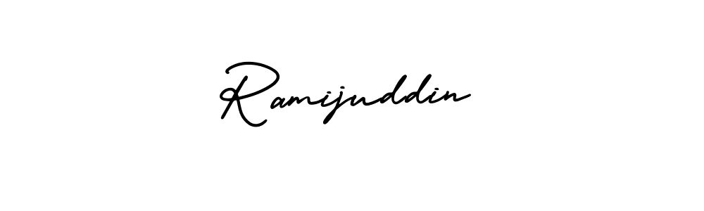 How to make Ramijuddin signature? AmerikaSignatureDemo-Regular is a professional autograph style. Create handwritten signature for Ramijuddin name. Ramijuddin signature style 3 images and pictures png
