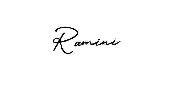 How to make Ramini name signature. Use AmerikaSignatureDemo-Regular style for creating short signs online. This is the latest handwritten sign. Ramini signature style 3 images and pictures png
