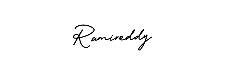 The best way (AmerikaSignatureDemo-Regular) to make a short signature is to pick only two or three words in your name. The name Ramireddy include a total of six letters. For converting this name. Ramireddy signature style 3 images and pictures png
