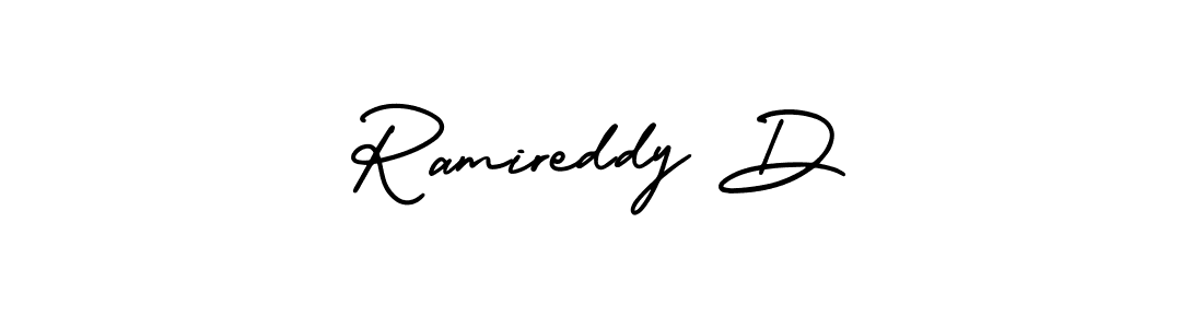 You should practise on your own different ways (AmerikaSignatureDemo-Regular) to write your name (Ramireddy D) in signature. don't let someone else do it for you. Ramireddy D signature style 3 images and pictures png