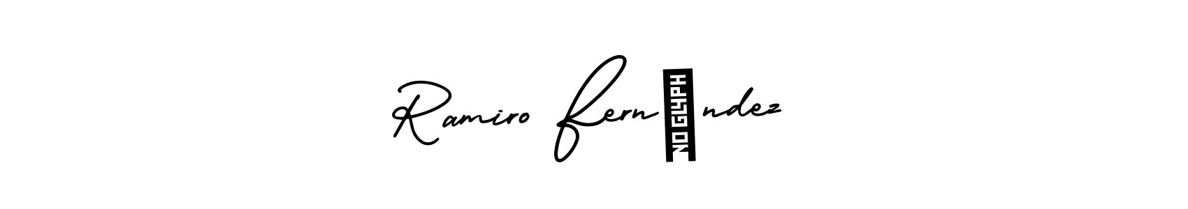 You should practise on your own different ways (AmerikaSignatureDemo-Regular) to write your name (Ramiro Fernández) in signature. don't let someone else do it for you. Ramiro Fernández signature style 3 images and pictures png