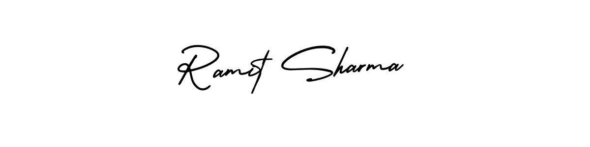 The best way (AmerikaSignatureDemo-Regular) to make a short signature is to pick only two or three words in your name. The name Ramit Sharma include a total of six letters. For converting this name. Ramit Sharma signature style 3 images and pictures png