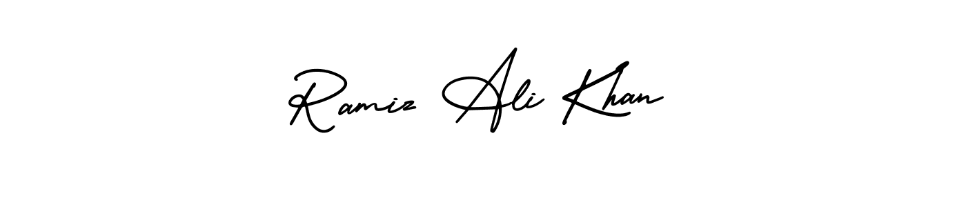 Use a signature maker to create a handwritten signature online. With this signature software, you can design (AmerikaSignatureDemo-Regular) your own signature for name Ramiz Ali Khan. Ramiz Ali Khan signature style 3 images and pictures png