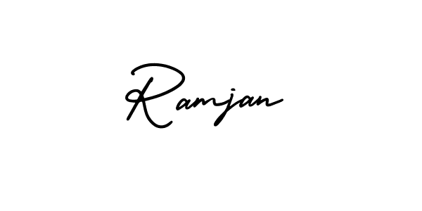 The best way (AmerikaSignatureDemo-Regular) to make a short signature is to pick only two or three words in your name. The name Ramjan include a total of six letters. For converting this name. Ramjan signature style 3 images and pictures png