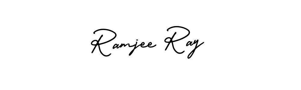 You should practise on your own different ways (AmerikaSignatureDemo-Regular) to write your name (Ramjee Ray) in signature. don't let someone else do it for you. Ramjee Ray signature style 3 images and pictures png