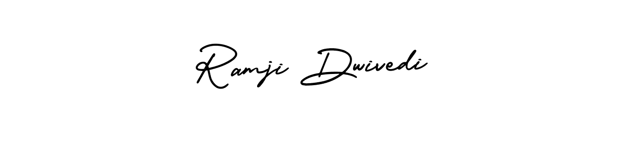 You should practise on your own different ways (AmerikaSignatureDemo-Regular) to write your name (Ramji Dwivedi) in signature. don't let someone else do it for you. Ramji Dwivedi signature style 3 images and pictures png