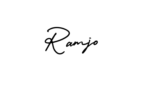 The best way (AmerikaSignatureDemo-Regular) to make a short signature is to pick only two or three words in your name. The name Ramjo include a total of six letters. For converting this name. Ramjo signature style 3 images and pictures png