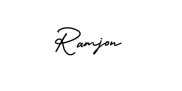 How to make Ramjon name signature. Use AmerikaSignatureDemo-Regular style for creating short signs online. This is the latest handwritten sign. Ramjon signature style 3 images and pictures png
