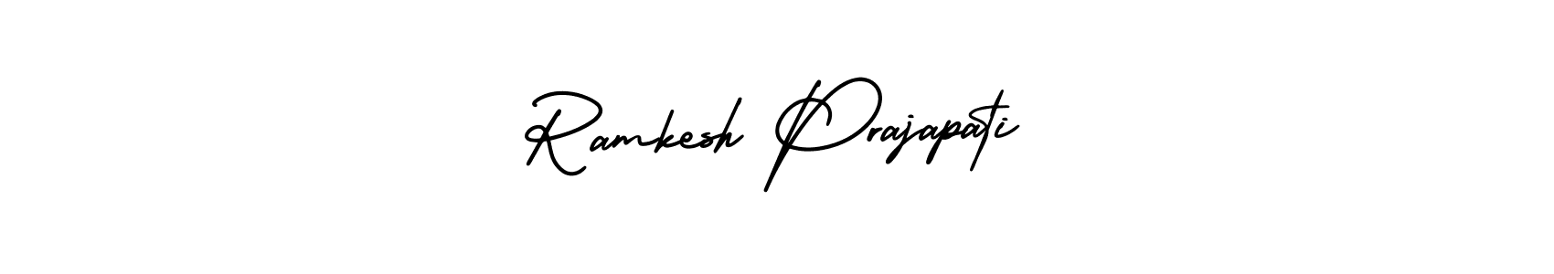 AmerikaSignatureDemo-Regular is a professional signature style that is perfect for those who want to add a touch of class to their signature. It is also a great choice for those who want to make their signature more unique. Get Ramkesh Prajapati name to fancy signature for free. Ramkesh Prajapati signature style 3 images and pictures png