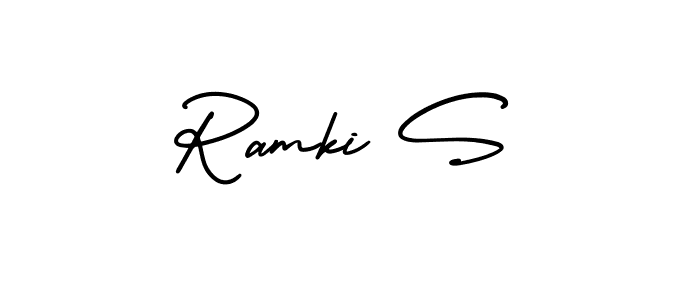 if you are searching for the best signature style for your name Ramki S. so please give up your signature search. here we have designed multiple signature styles  using AmerikaSignatureDemo-Regular. Ramki S signature style 3 images and pictures png