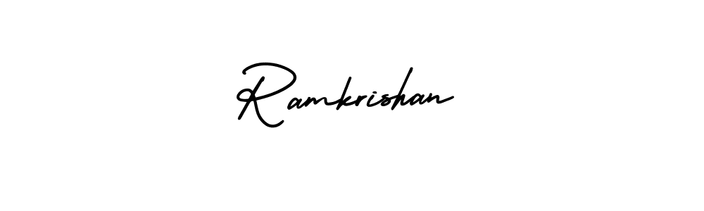 You should practise on your own different ways (AmerikaSignatureDemo-Regular) to write your name (Ramkrishan) in signature. don't let someone else do it for you. Ramkrishan signature style 3 images and pictures png