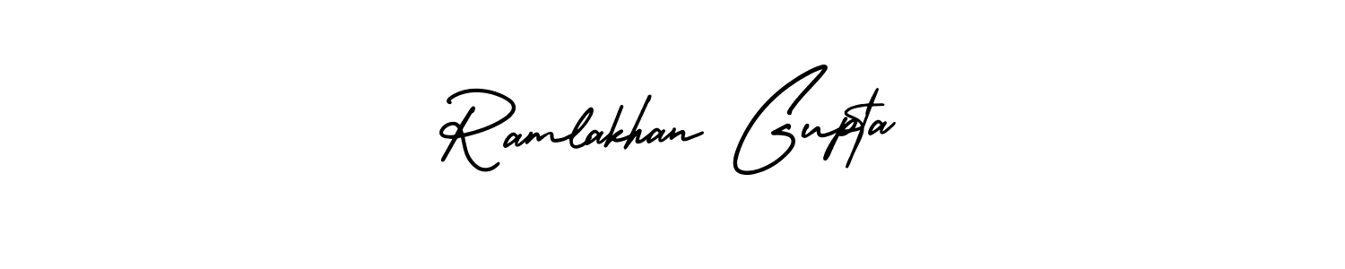You should practise on your own different ways (AmerikaSignatureDemo-Regular) to write your name (Ramlakhan Gupta) in signature. don't let someone else do it for you. Ramlakhan Gupta signature style 3 images and pictures png