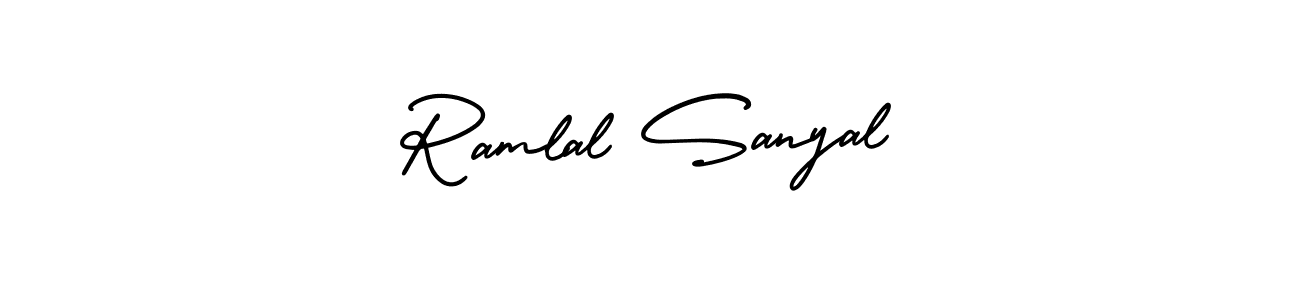 The best way (AmerikaSignatureDemo-Regular) to make a short signature is to pick only two or three words in your name. The name Ramlal Sanyal include a total of six letters. For converting this name. Ramlal Sanyal signature style 3 images and pictures png