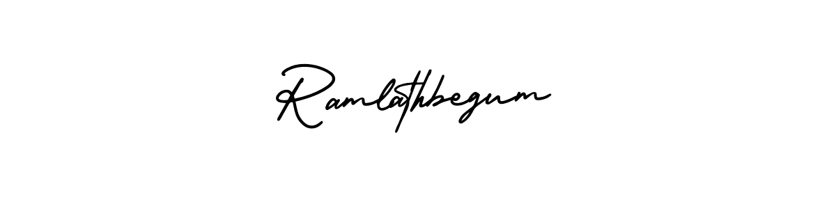 AmerikaSignatureDemo-Regular is a professional signature style that is perfect for those who want to add a touch of class to their signature. It is also a great choice for those who want to make their signature more unique. Get Ramlathbegum name to fancy signature for free. Ramlathbegum signature style 3 images and pictures png