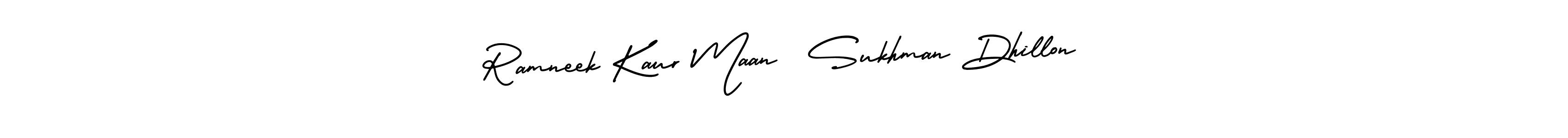 It looks lik you need a new signature style for name Ramneek Kaur Maan  Sukhman Dhillon. Design unique handwritten (AmerikaSignatureDemo-Regular) signature with our free signature maker in just a few clicks. Ramneek Kaur Maan  Sukhman Dhillon signature style 3 images and pictures png