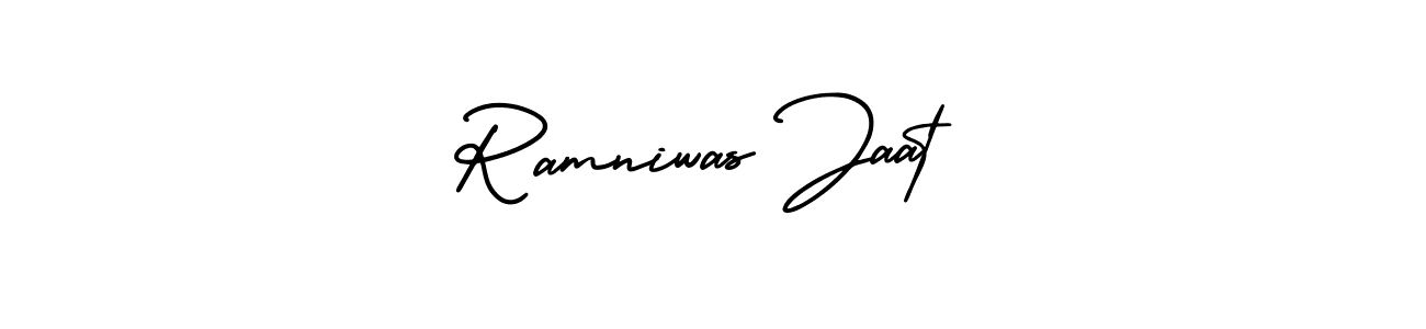 This is the best signature style for the Ramniwas Jaat name. Also you like these signature font (AmerikaSignatureDemo-Regular). Mix name signature. Ramniwas Jaat signature style 3 images and pictures png